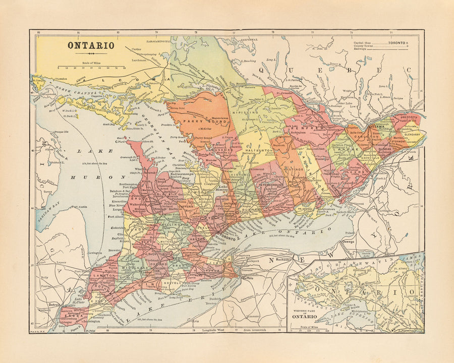 Map of Ontario Mural Wallpaper