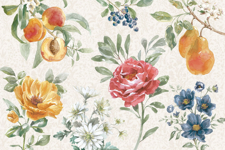 Floral Solitude White Mural Wallpaper