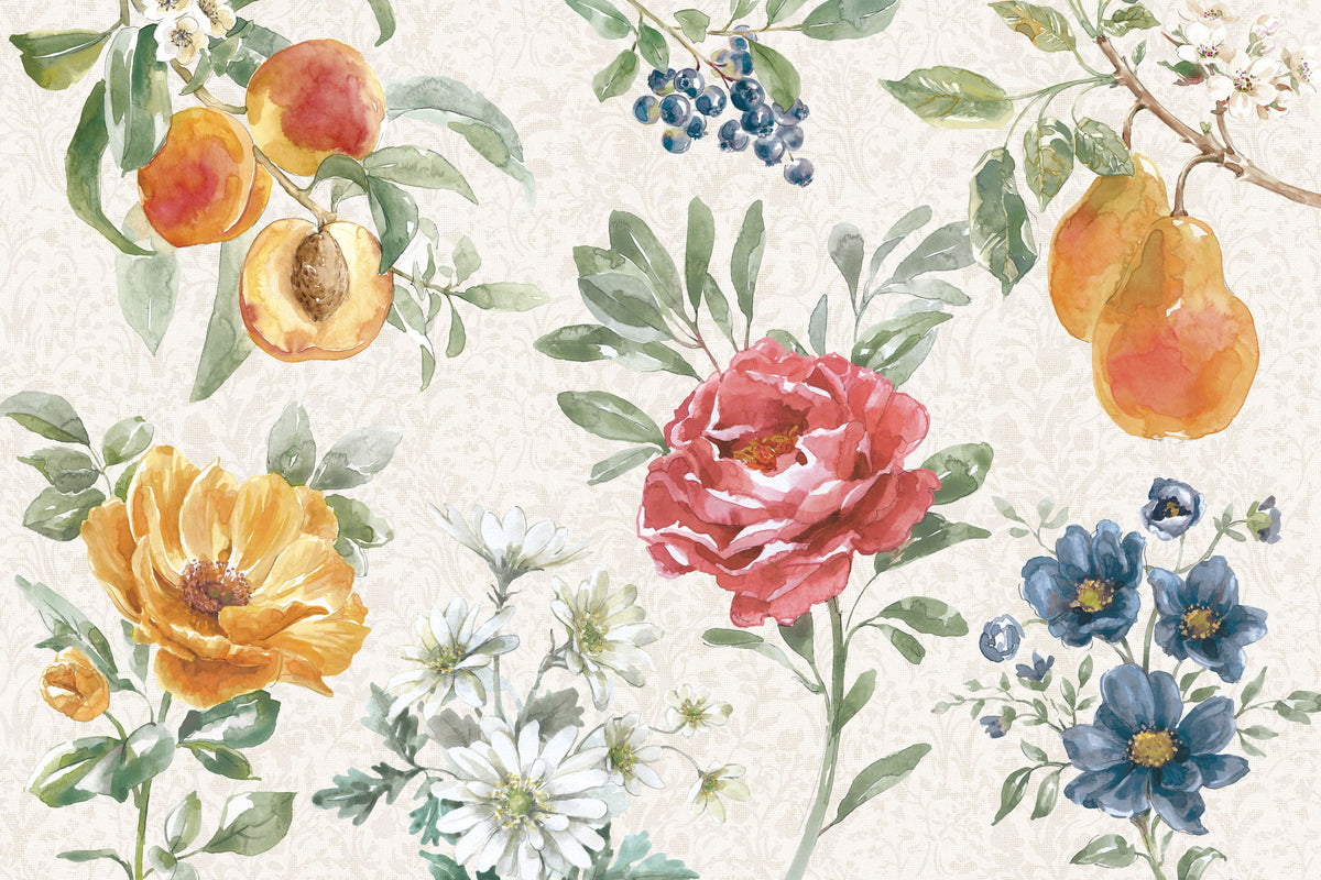 Floral Solitude White Mural Wallpaper - pure wallpaper artwork