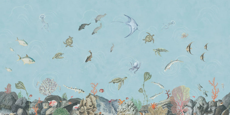 Coral Wallpaper Mural – Reef Wall Mural – Great Reef, Ocean printable artwork