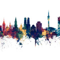 Munich Skyline Blue & Bronze Mural Wallpaper - pure wallpaper artwork
