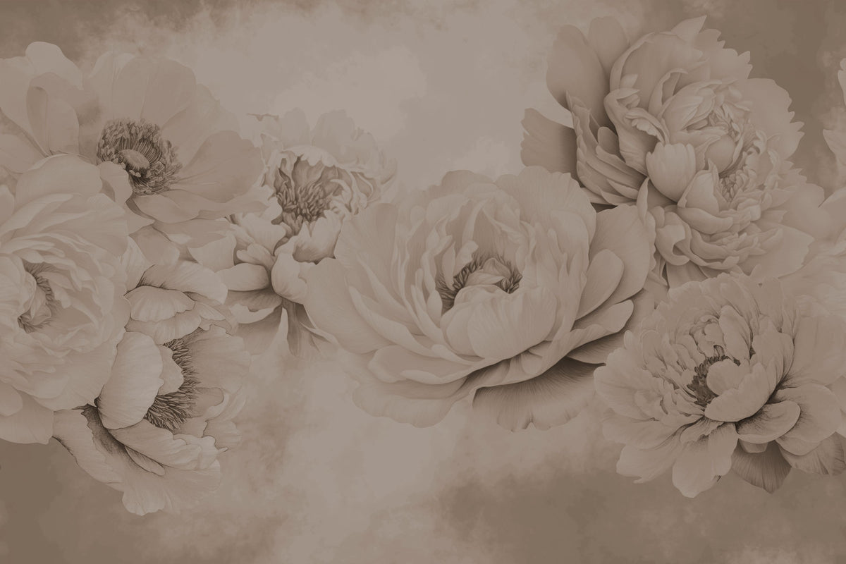 Transcendent Peony, Beige Mural Wallpaper - pure wallpaper artwork