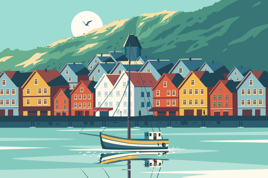 Travel Bergen Mural Wallpaper