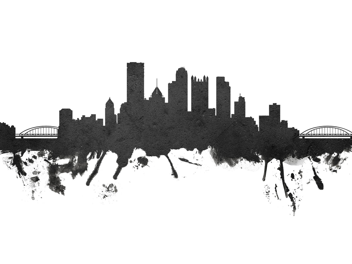 Pittsburg Pennsylvania Skyline Black & White Mural Wallpaper - pure wallpaper artwork