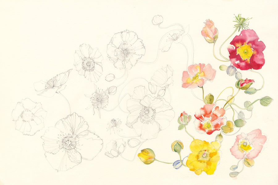 Floral Elements Mural Wallpaper