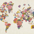 Botanical Floral Map Light Mural Wallpaper - pure wallpaper artwork