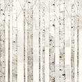 Birch Trees on White Mural Wallpaper - pure wallpaper artwork