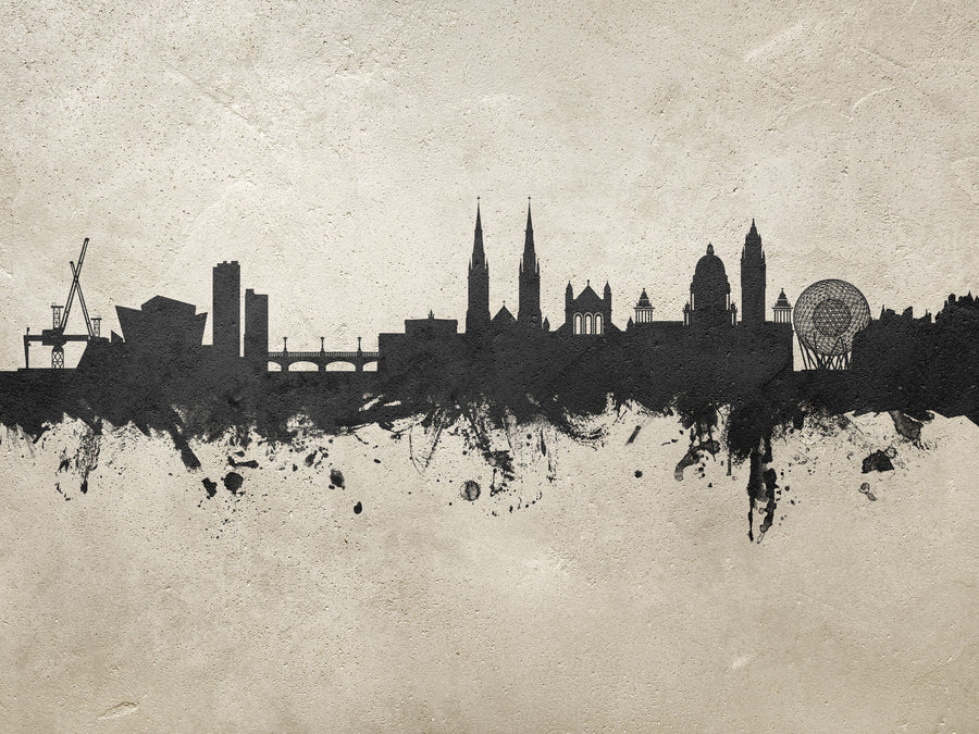 Belfast Northern Ireland Skyline Concrete Mural Wallpaper