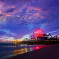 Santa Monica Pier Sunset Cloudy Mural Wallpaper - pure wallpaper artwork