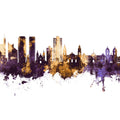 Lima Peru Skyline Purple & Gold Mural Wallpaper - pure wallpaper artwork