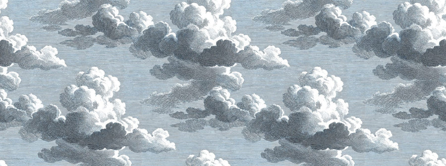 Cloud Wallpaper Mural – Sky Wall Mural – Intaglio Clouds, Ink Blue printable artwork