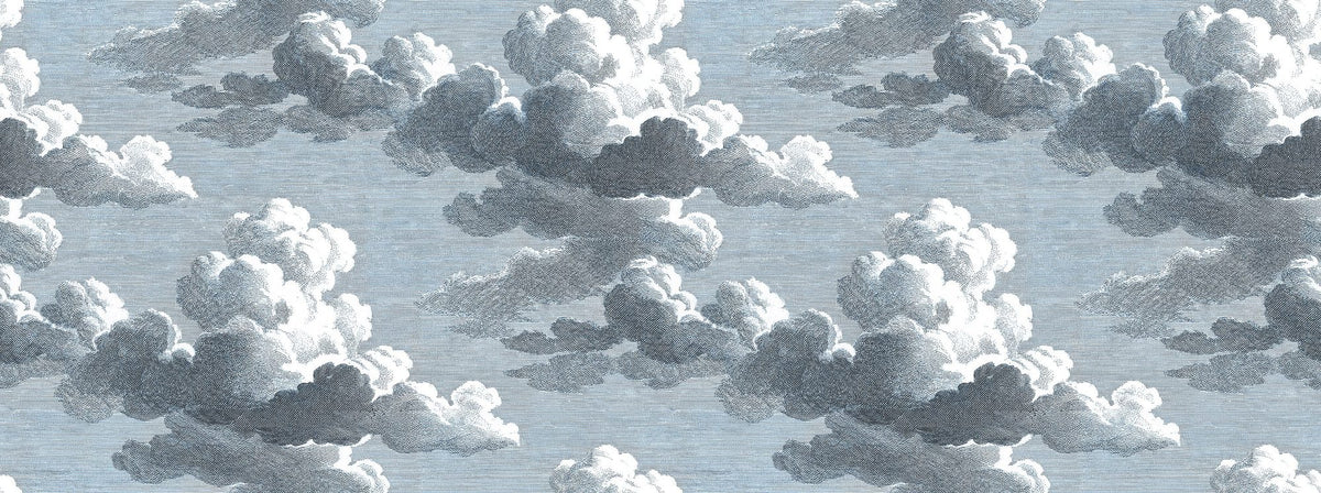 Intaglio Clouds, Ink Blue Mural Wallpaper - pure wallpaper artwork