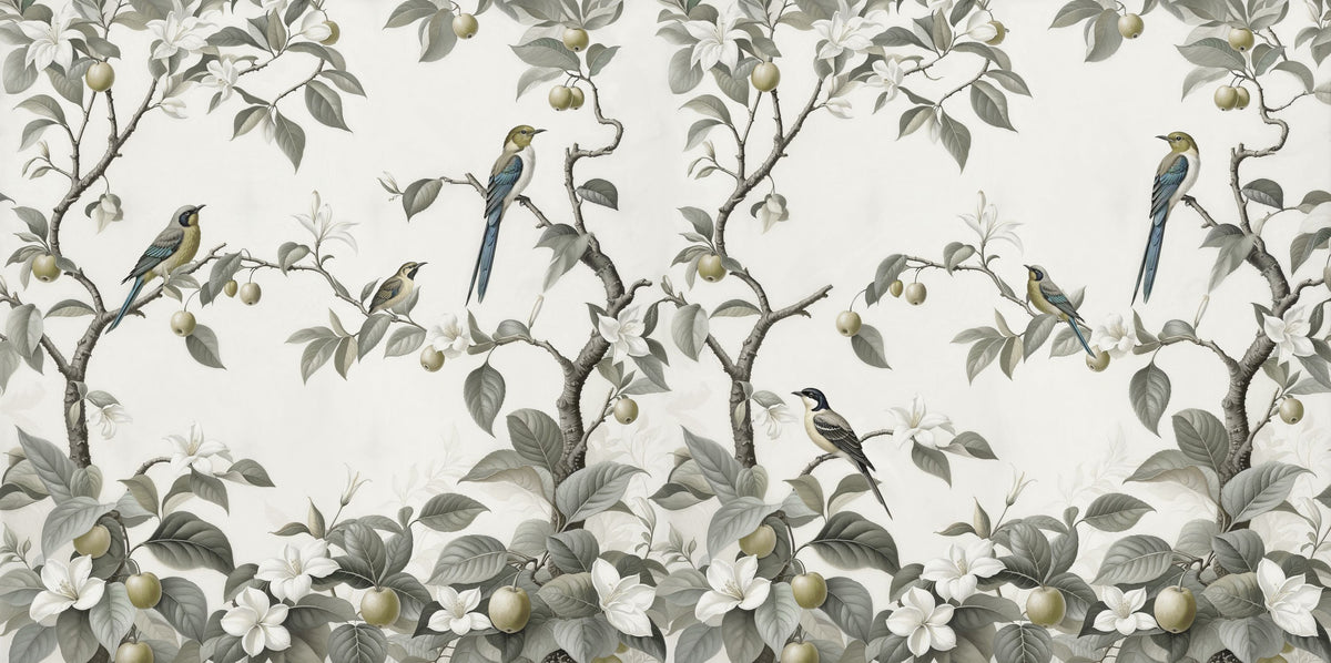 Bird Harmony, Muted Mural Wallpaper - pure wallpaper artwork