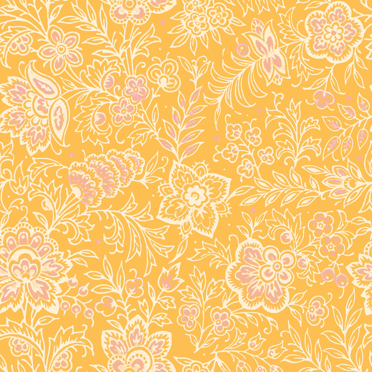 Kala Flowers White on Yellow Mural Wallpaper - pure wallpaper artwork