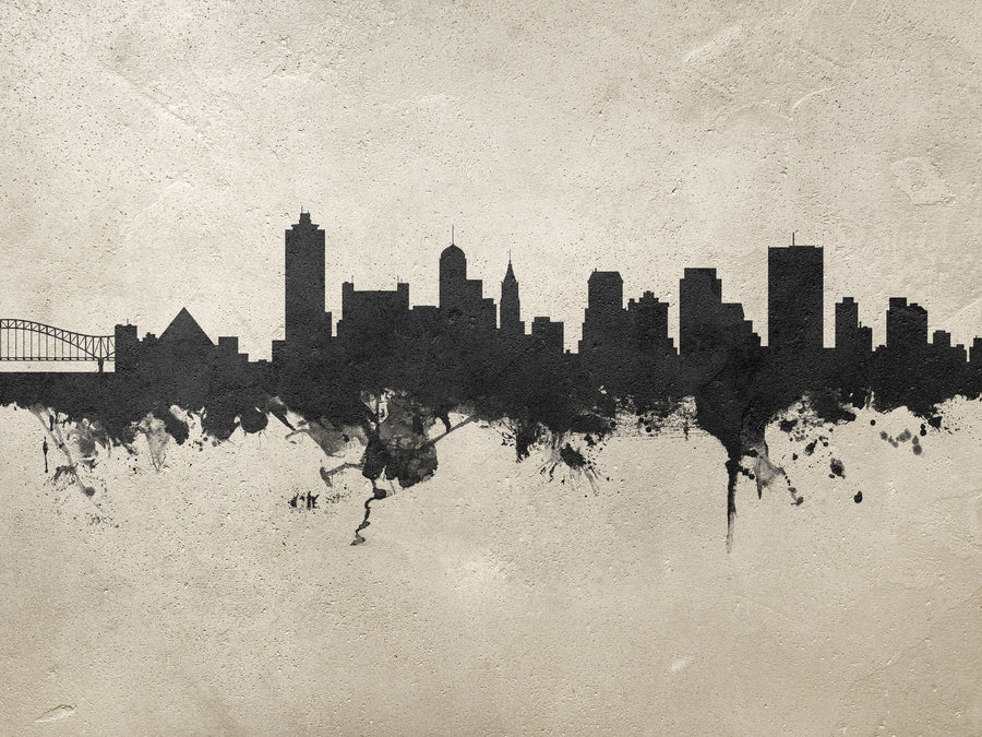 Memphis Tennessee Skyline Concrete Mural Wallpaper