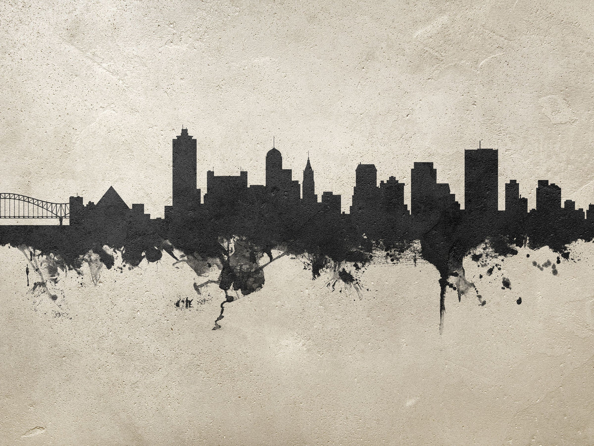 Memphis Tennessee Skyline Concrete Mural Wallpaper - pure wallpaper artwork