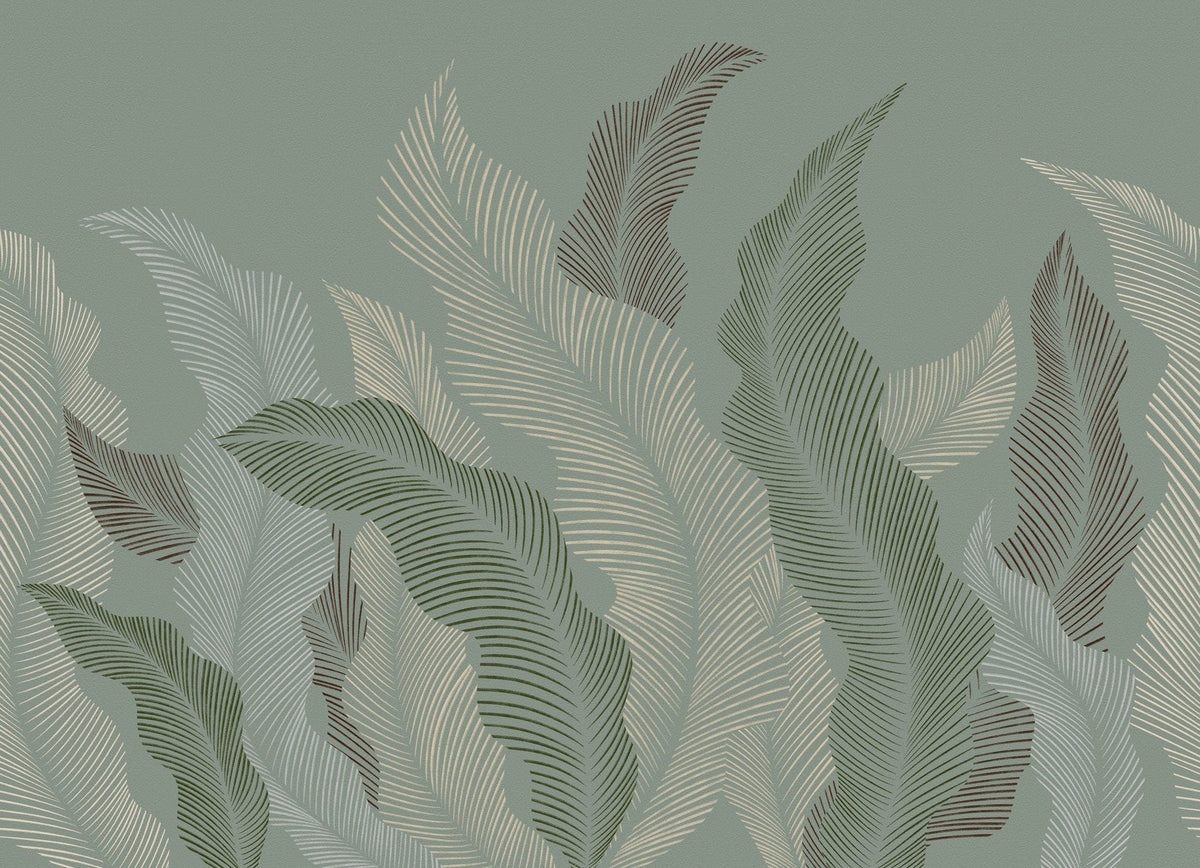 Foliage Flow, Sage Mural Wallpaper - pure wallpaper artwork