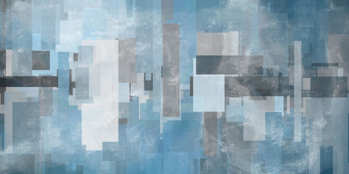 Geometric Abstract Blue Mural Wallpaper - pure wallpaper artwork