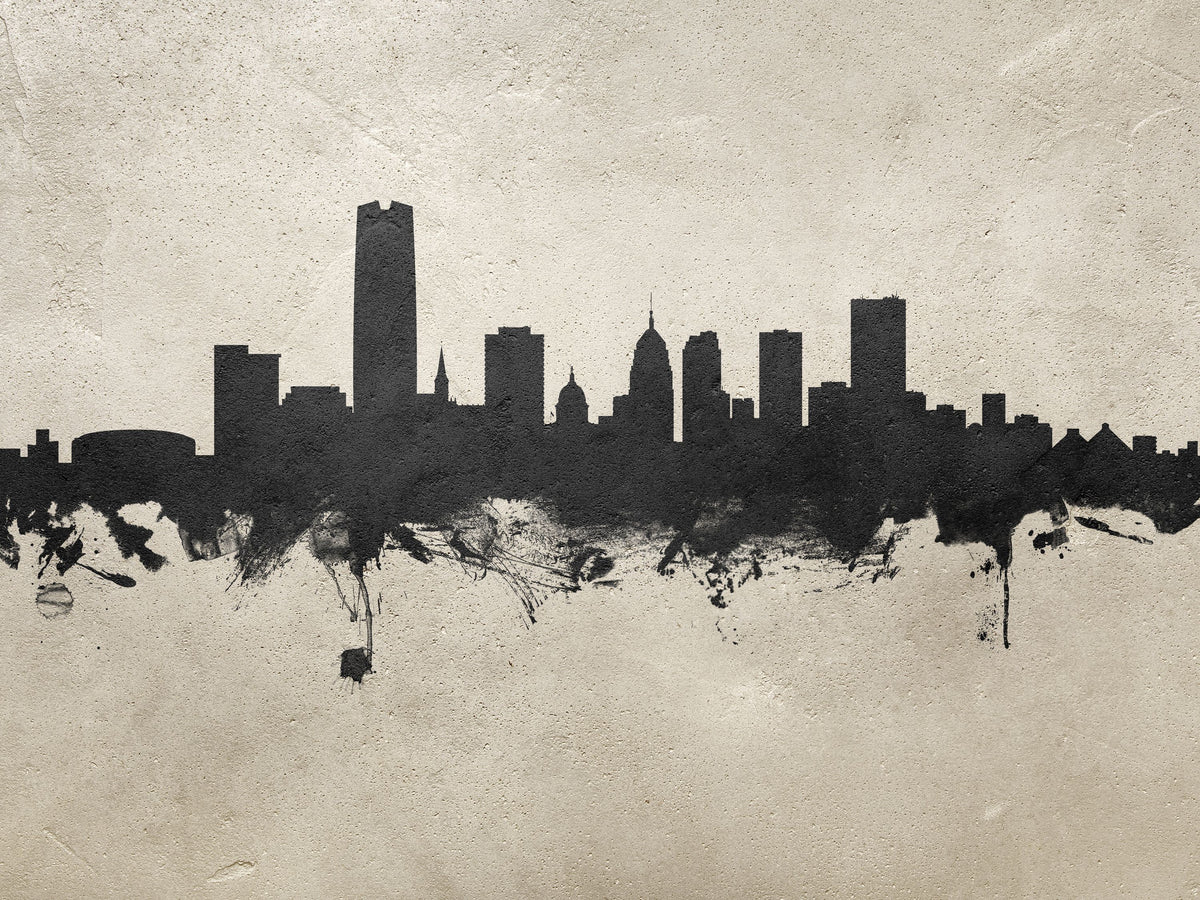 Oklahoma City Skyline Concrete Mural Wallpaper - pure wallpaper artwork