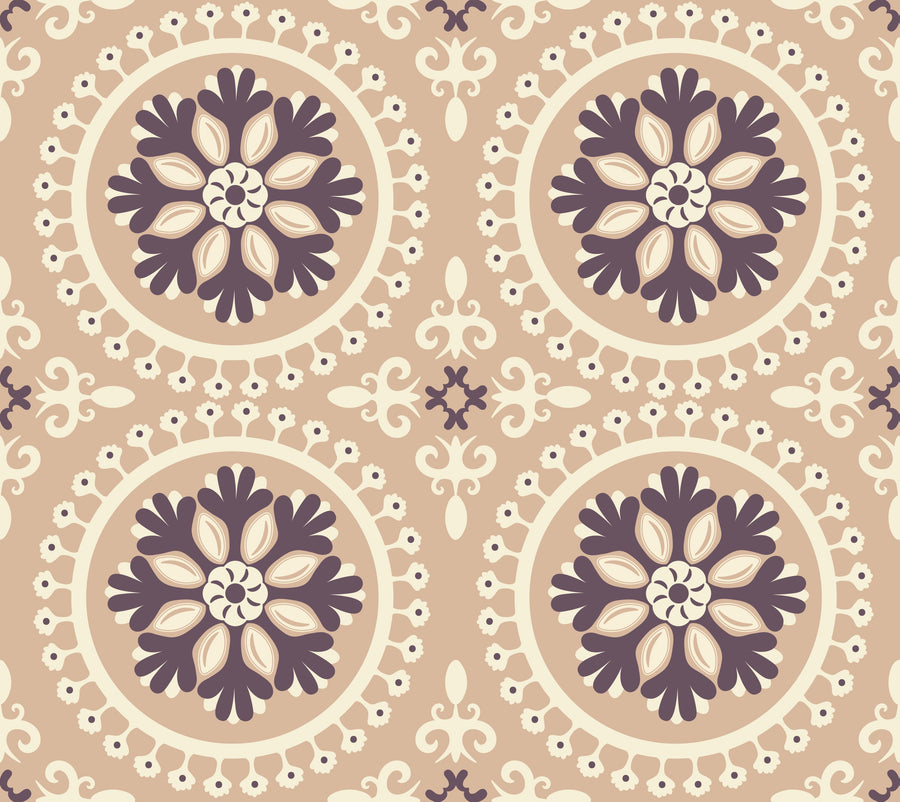 Geo Floral, Beige Mural Wallpaper