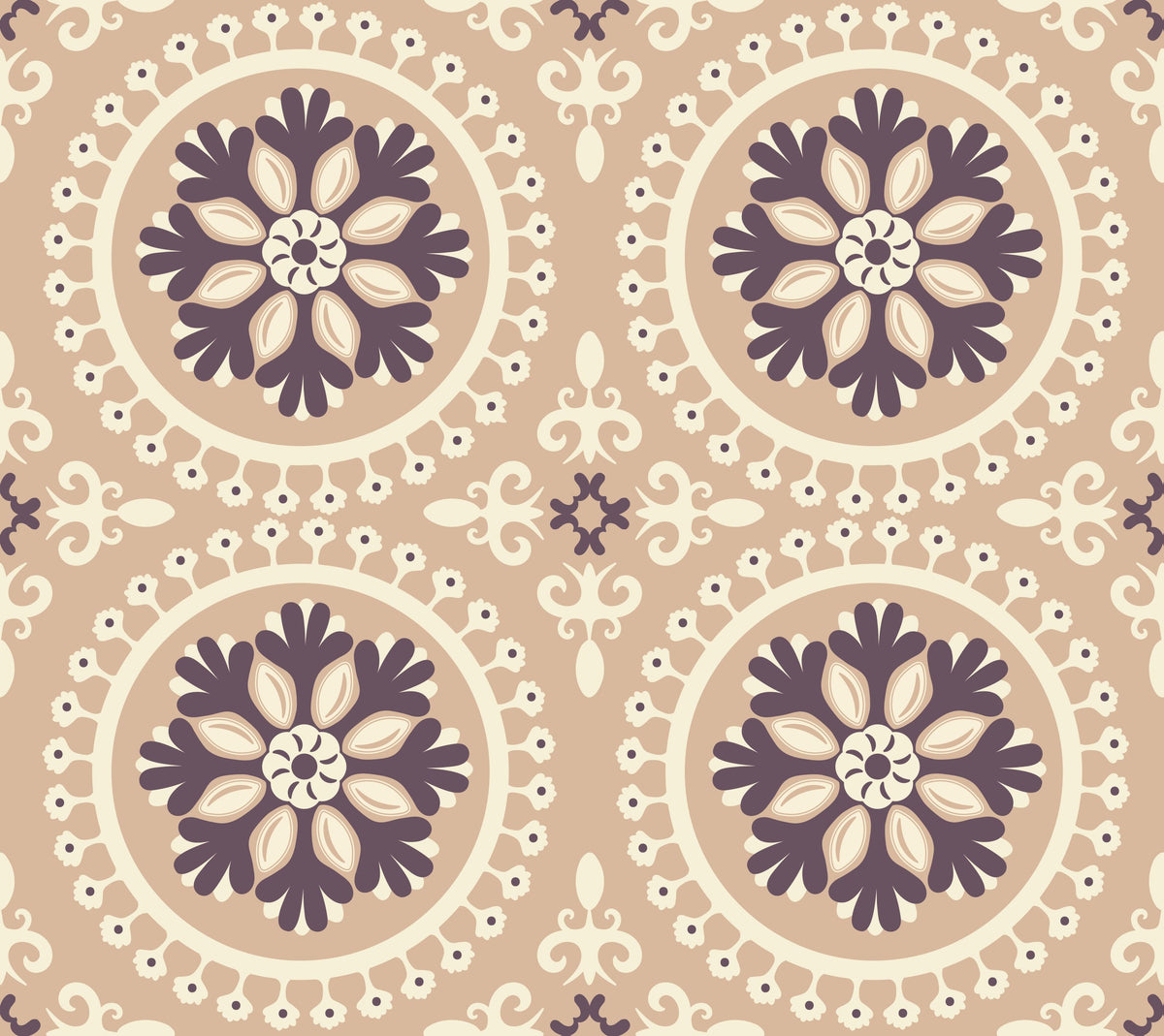 Geo Floral, Beige Mural Wallpaper - pure wallpaper artwork