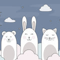 Sleeping Bunny Blue Mural Wallpaper - pure wallpaper artwork