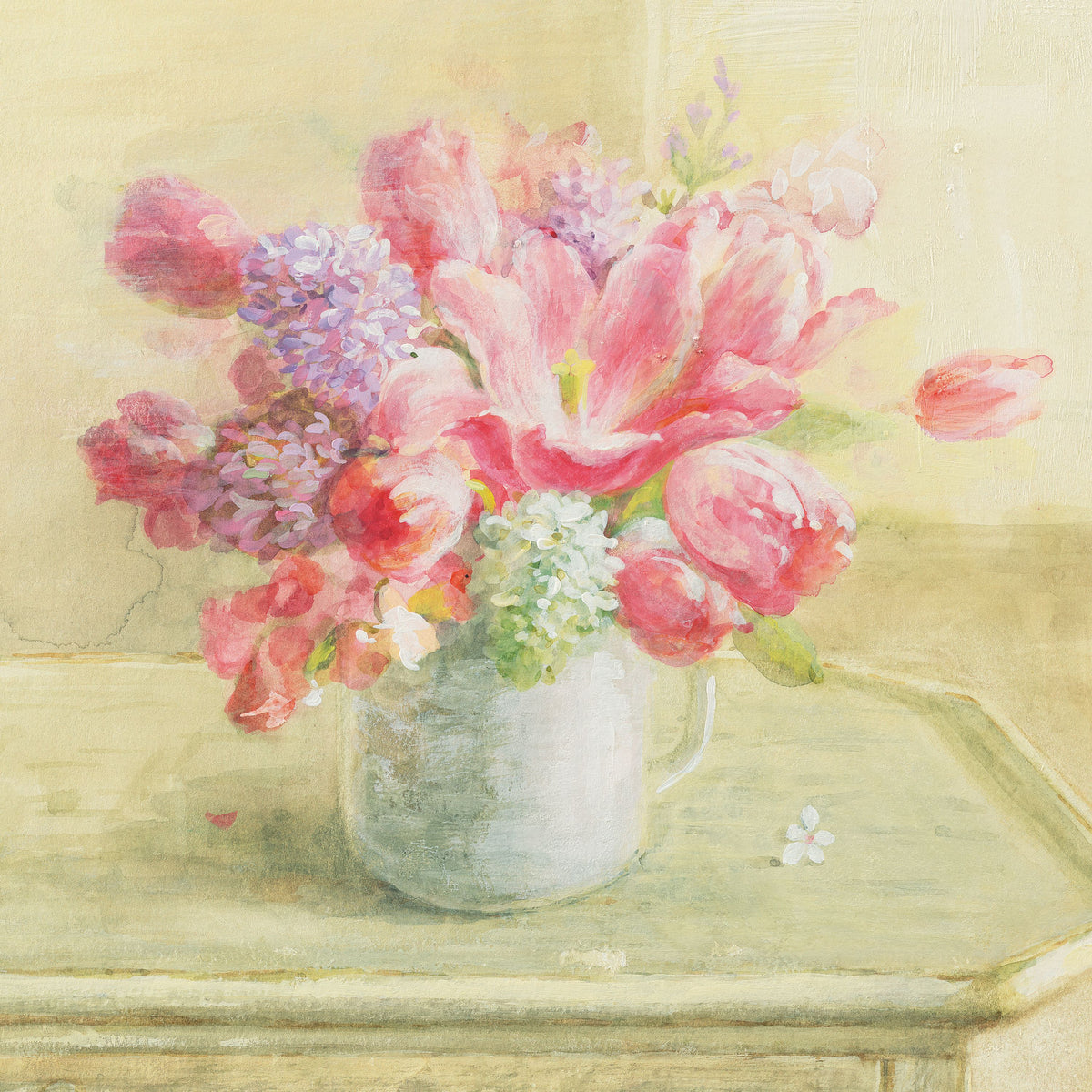 Tulips and Hyacinths on White Mural Wallpaper - pure wallpaper artwork