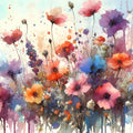 Vibrant Meadow of Wildflowers in Bloom Mural Wallpaper - pure wallpaper artwork