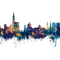 Strasbourg France Skyline Blue & Bronze Mural Wallpaper - pure wallpaper artwork