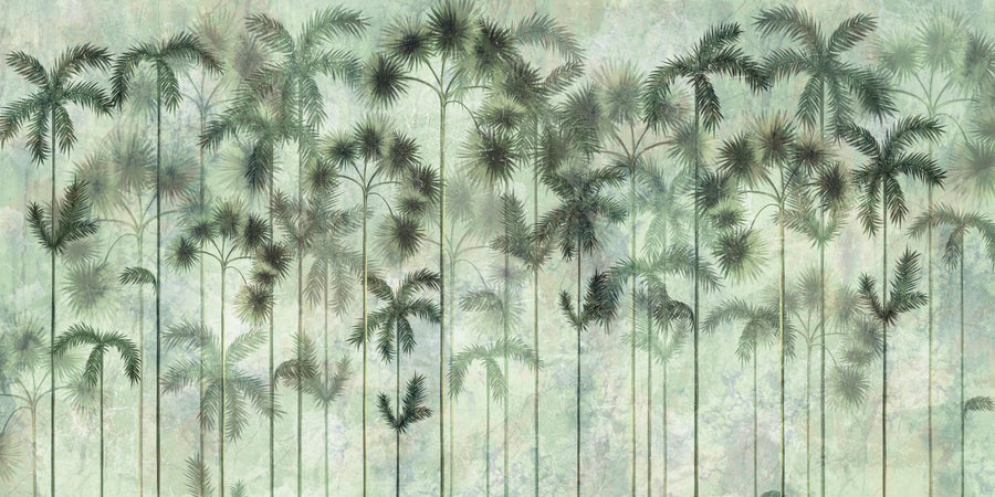 Forest Wallpaper Mural – Woodland Wall Mural – Tropical Trees printable artwork
