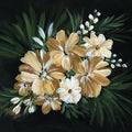 Moody Golden Florals Mural Wallpaper - pure wallpaper artwork