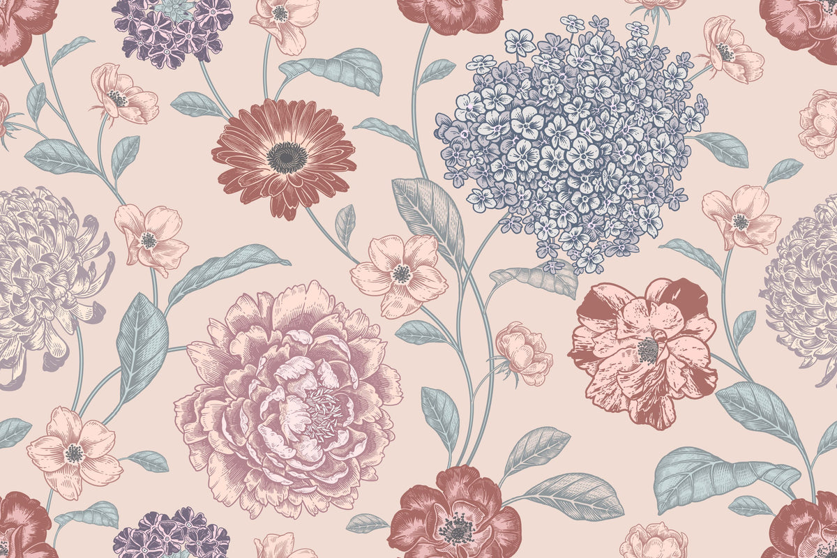 Victorian Flowers Mural Wallpaper - pure wallpaper artwork