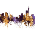 Johannesburg South Africa Skyline Purple & Gold Mural Wallpaper - pure wallpaper artwork