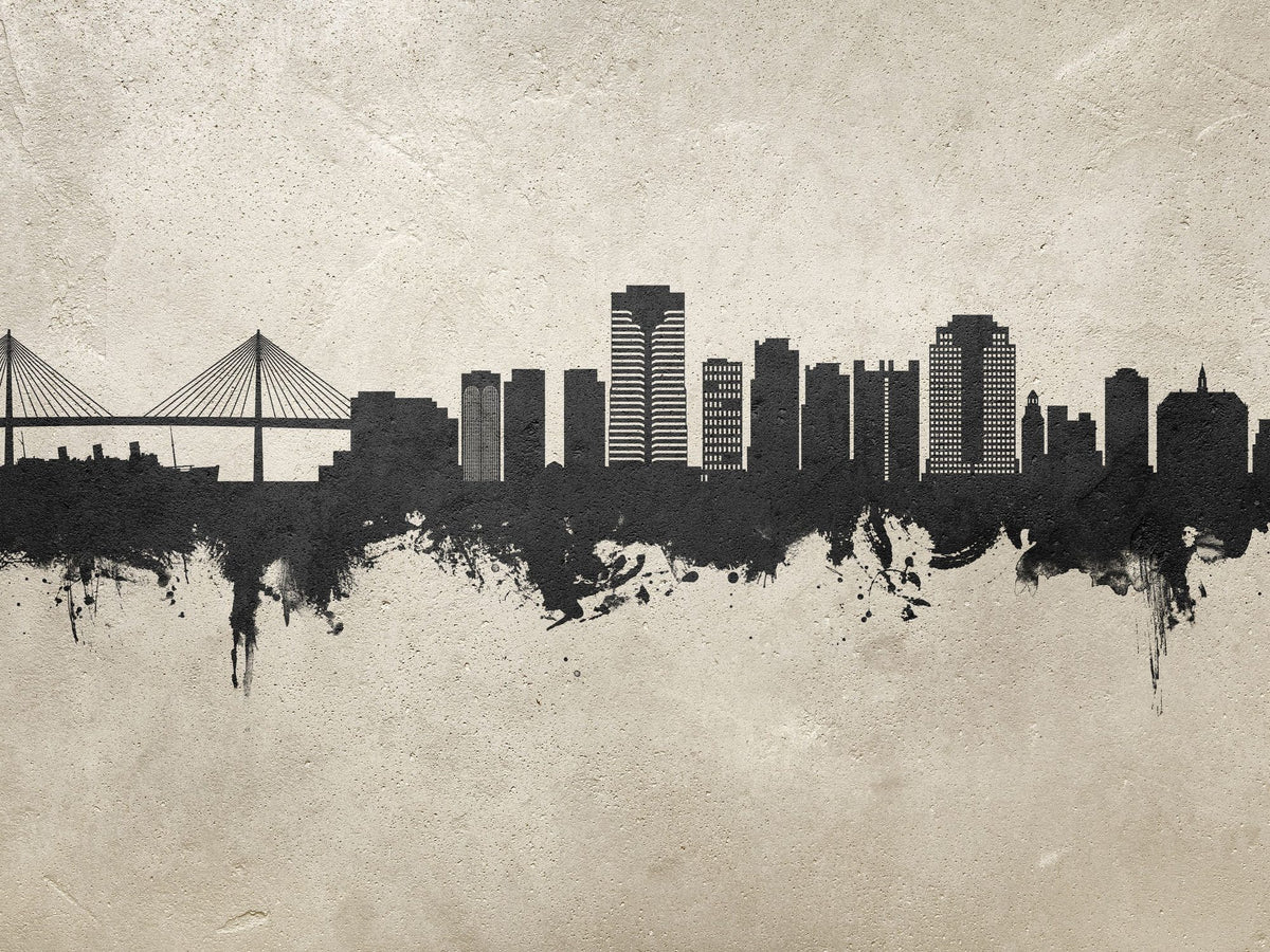 Long Beach California Skyline Concrete Mural Wallpaper - pure wallpaper artwork