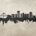 Long Beach California Skyline Concrete Mural Wallpaper - pure wallpaper artwork