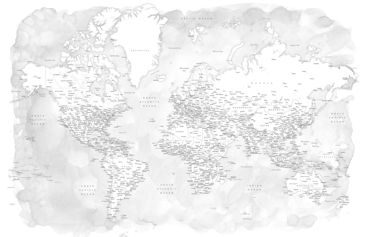 World Map Cities - Xandy Mural Wallpaper - pure wallpaper artwork