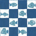 Fish Checkers, Blue Mural Wallpaper - pure wallpaper artwork