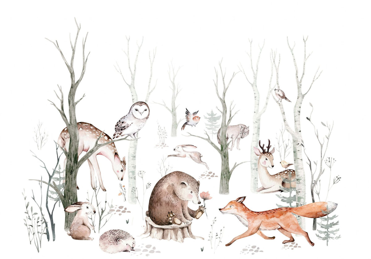 Woodland Friends Mural Wallpaper - pure wallpaper artwork