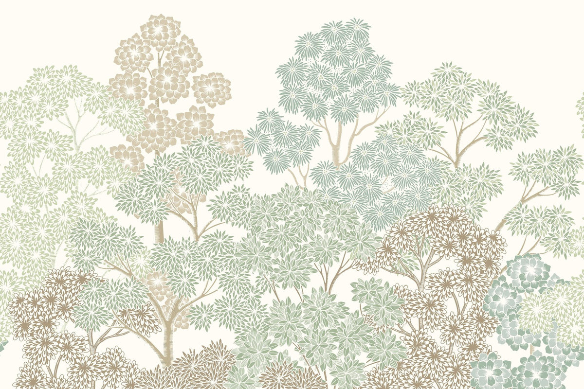 Overleaf Woodland, Light Green Mural Wallpaper - pure wallpaper artwork
