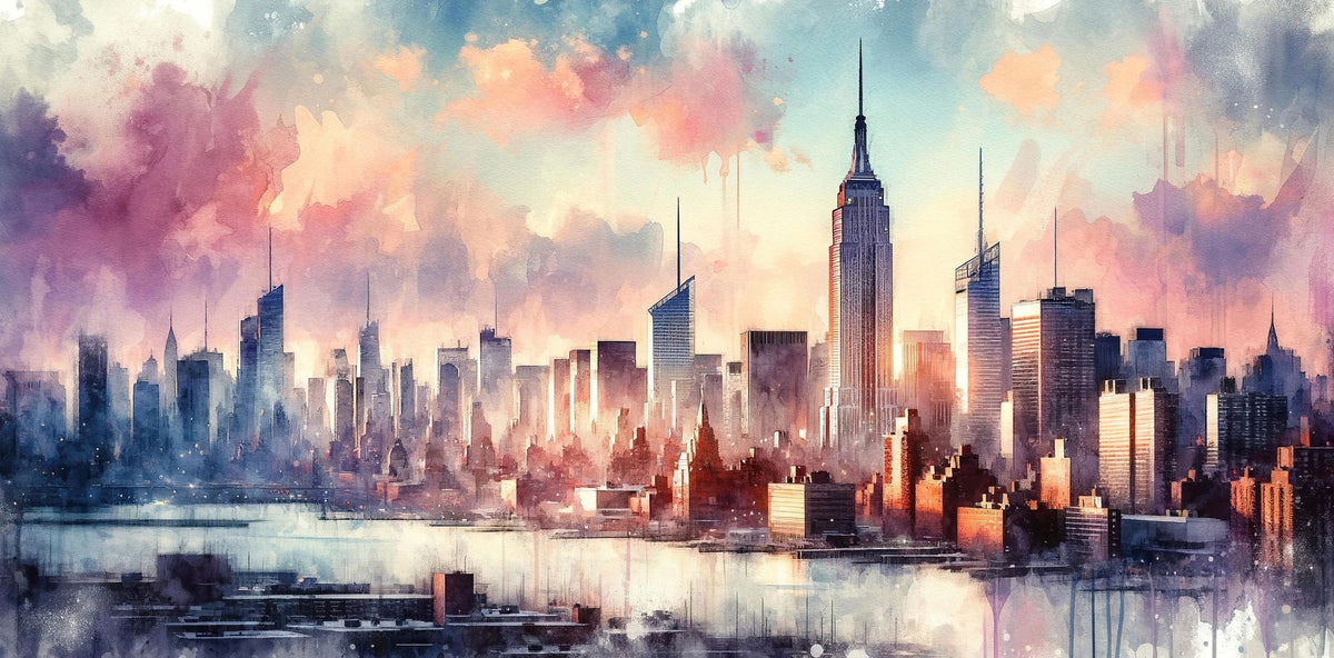 Sunset Hues Over NYC Mural Wallpaper - pure wallpaper artwork