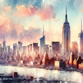 Sunset Hues Over NYC Mural Wallpaper - pure wallpaper artwork