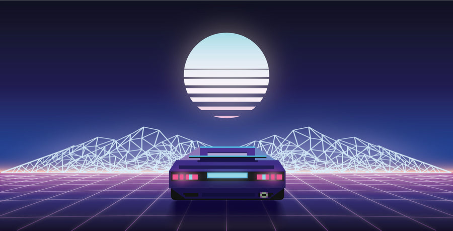 Retrowave Car Mural Wallpaper