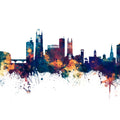 Derby England Skyline Blue & Bronze Mural Wallpaper - pure wallpaper artwork