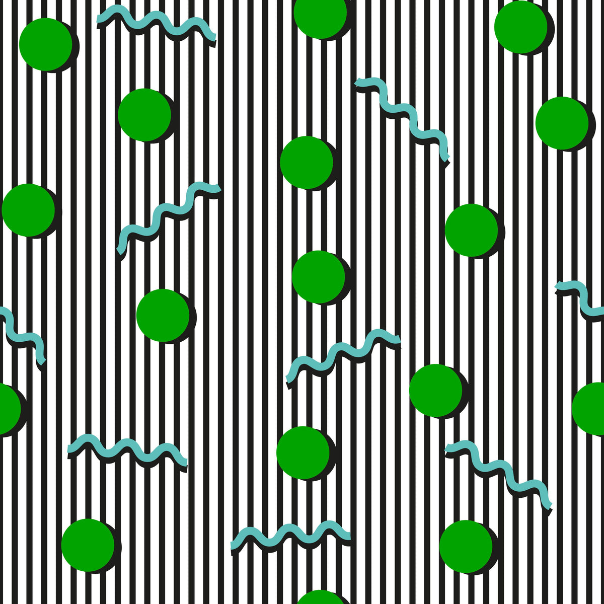 Memphis Dots & Stripes, White Mural Wallpaper - pure wallpaper artwork