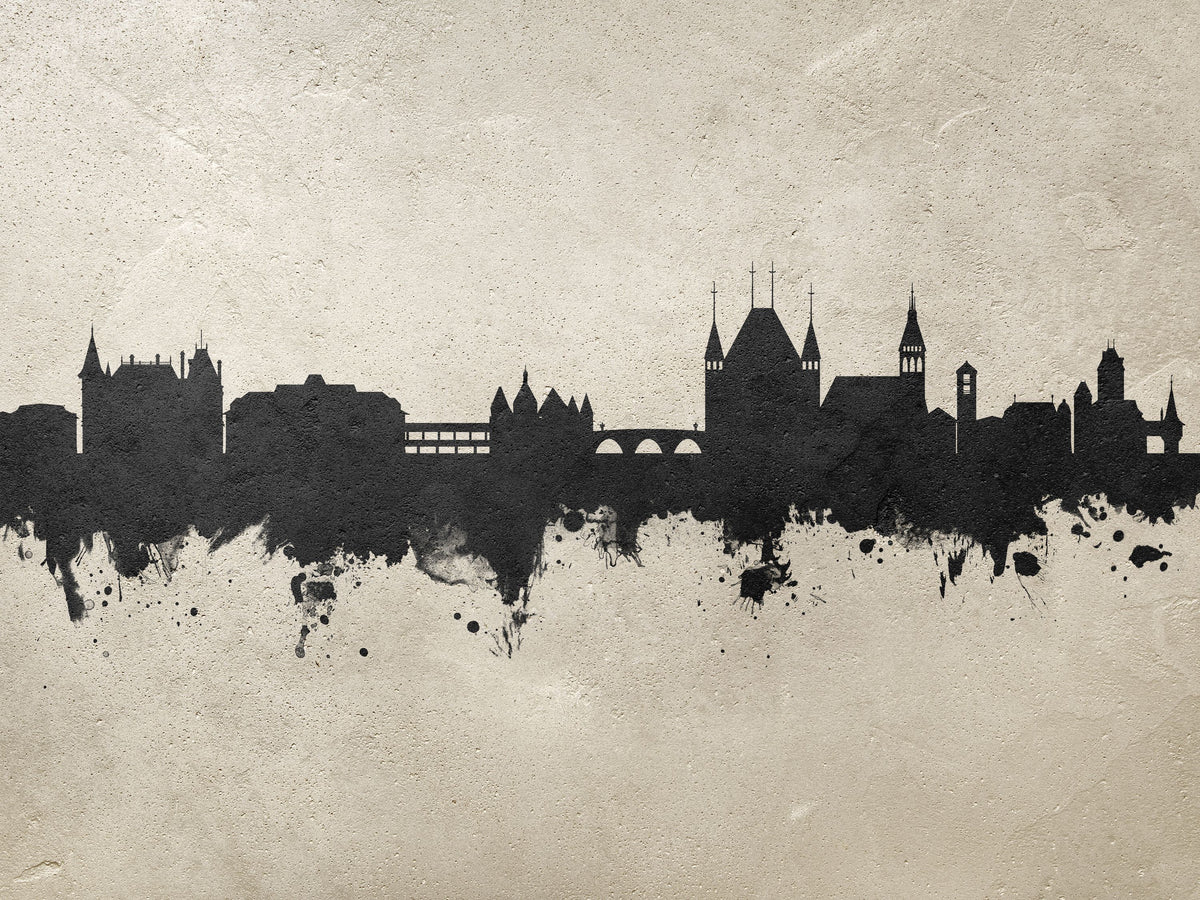 Thun Switzerland Skyline Concrete Mural Wallpaper - pure wallpaper artwork