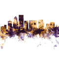 Portland Oregon Skyline Purple & Gold Mural Wallpaper - pure wallpaper artwork