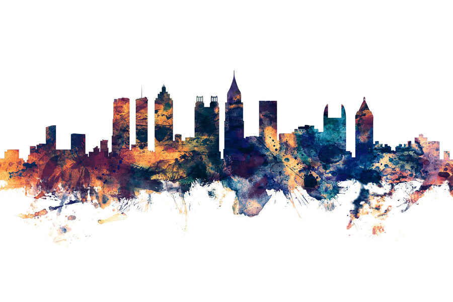 Atlanta Georgia Skyline Blue & Bronze Mural Wallpaper