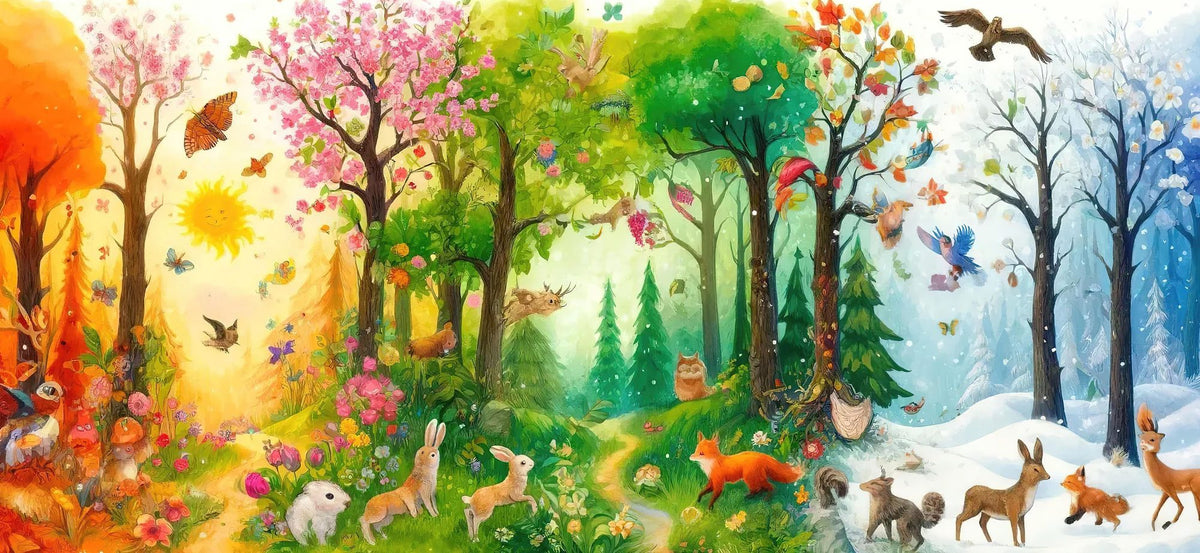 Forest Through the Seasons Mural Wallpaper - pure wallpaper artwork