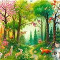 Forest Through the Seasons Mural Wallpaper - pure wallpaper artwork