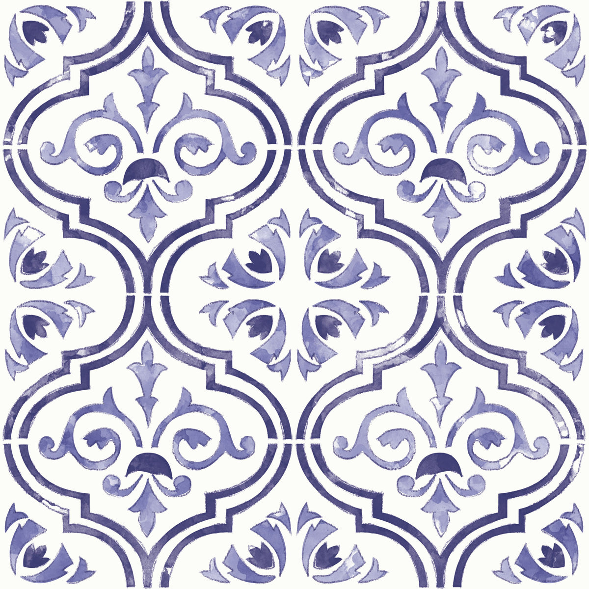 Botanical Blue Tiles Mural Wallpaper - pure wallpaper artwork